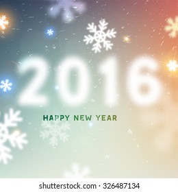 Christmas Snowflakes Blurred Background, 2016, vector