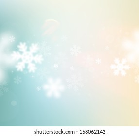 Christmas Snowflakes Blurred Background, vector