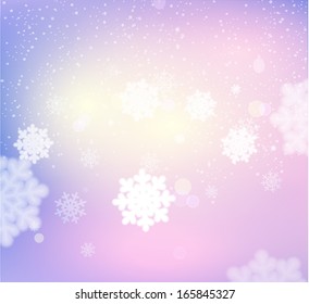 Christmas Snowflakes Blurred Background, vector