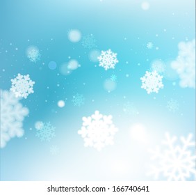 Christmas Snowflakes Blurred Background, vector