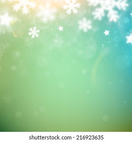 Fondo borroso de copas de nieve de Navidad, vector 