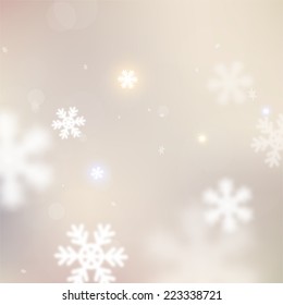 Fondo borroso de copas de nieve de Navidad, vector 