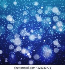 Christmas snowflakes blurred  background.  Vector illustration. art blue