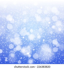 Christmas snowflakes blurred  background.  Vector illustration. art blue