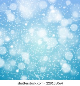 Christmas snowflakes blurred  background.  Vector illustration. art blue