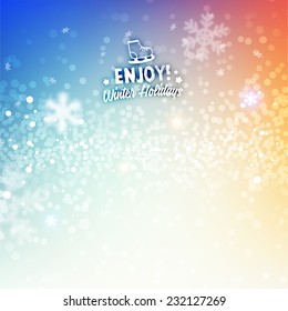 Christmas Snowflakes Blurred Background, vector