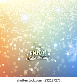 Fondo borroso de copas de nieve de Navidad, vector