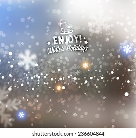 Fondo borroso de copas de nieve de Navidad, vector