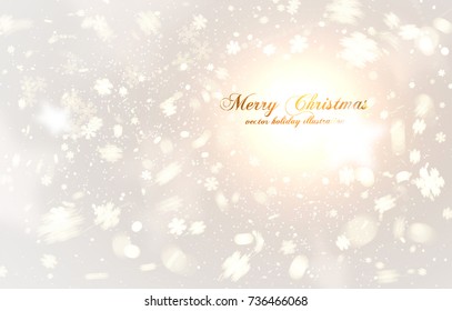 Christmas Snowflakes Blurred White Silver Background | New Year vector illustration