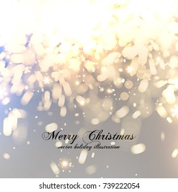 Christmas Snowflakes Blurred White Silver Background | New Year vector illustration
