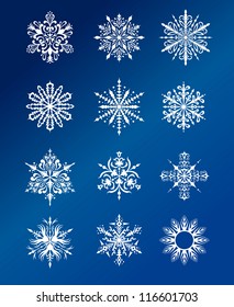 Christmas snowflakes design | Vector vintage snowflakes with detailed patterns EPS 8