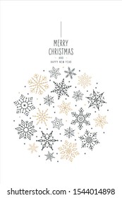 Christmas snowflakes elements bauble greeting card on white background