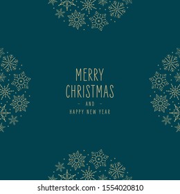 Christmas snowflakes elements decoration circle greeting card on white green background