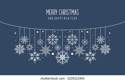 fondo de adornos de elementos de copos de nieve de Navidad