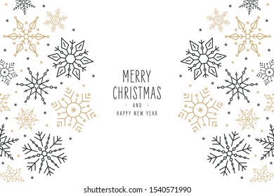 Christmas snowflakes elements ornaments greeting card on white background