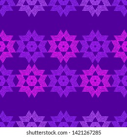 Christmas snowflakes. Ethnic boho seamless pattern. Lace. Embroidery on fabric. Patchwork texture. Weaving. Traditional ornament. Tribal pattern. Folk motif. Can be used for wallpaper, textile.