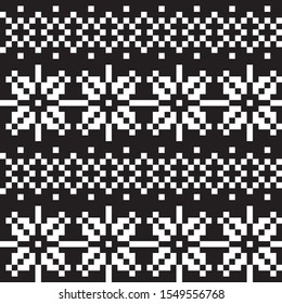 Christmas Snowflakes Fair Isle Seamless Pattern Background in Vector - Suitable for website resources, graphics, print designs, fashion textiles, knitwear and etc.