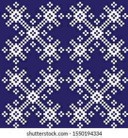 Christmas Snowflakes Fair Isle Seamless Pattern Background in Vector - Suitable for website resources, graphics, print designs, fashion textiles, knitwear and etc.