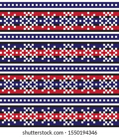 Christmas Snowflakes Fair Isle Seamless Pattern Background in Vector - Suitable for website resources, graphics, print designs, fashion textiles, knitwear and etc.