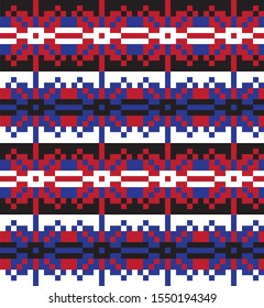 Christmas Snowflakes Fair Isle Seamless Pattern Background in Vector - Suitable for website resources, graphics, print designs, fashion textiles, knitwear and etc.