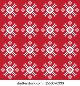 Christmas Snowflakes Fair Isle Seamless Pattern Background in Vector - Suitable for website resources, graphics, print designs, fashion textiles, knitwear and etc.