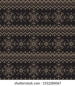 Christmas Snowflakes Fair Isle Seamless Pattern Background in Vector - Suitable for website resources, graphics, print designs, fashion textiles, knitwear and etc.