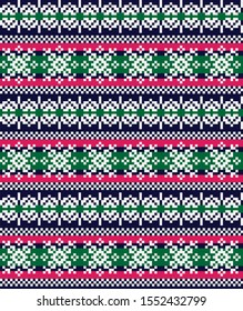 Christmas Snowflakes Fair Isle Seamless Pattern Background in Vector - Suitable for website resources, graphics, print designs, fashion textiles, knitwear and etc.