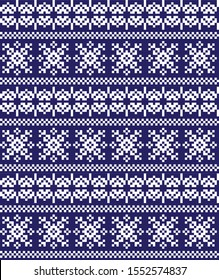 Christmas Snowflakes Fair Isle Seamless Pattern Background in Vector - Suitable for website resources, graphics, print designs, fashion textiles, knitwear and etc.