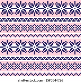 Christmas Snowflakes Fair Isle Seamless Pattern for website resources, graphics, print designs, fashion textiles, knitwear and etc.