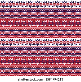 Christmas Snowflakes Fair Isle Seamless Pattern for website resources, graphics, print designs, fashion textiles, knitwear and etc.