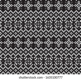 Christmas Snowflakes Fair Isle Seamless Pattern for website resources, graphics, print designs, fashion textiles, knitwear and etc.
