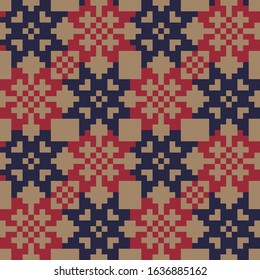 Christmas Snowflakes Fair Isle Seamless Pattern for website resources, graphics, print designs, fashion textiles, knitwear and etc.
