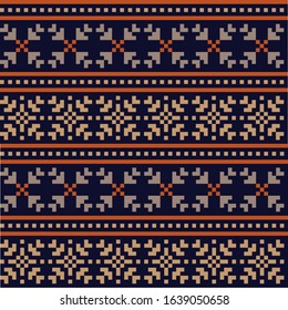 Christmas Snowflakes Fair Isle Seamless Pattern for website resources, graphics, print designs, fashion textiles, knitwear and etc.