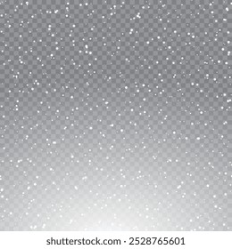 Christmas Snowflakes Falling on Transparent Background Winter Holiday Pattern Vector illustration