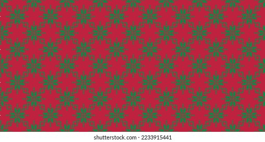 Weihnachtsschneeflocken geometrisches nahtloses Muster. Retro-Textildesign. Vektorgrafik. Neues Jahr traditioneller Ornament. 