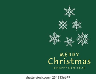 Christmas snowflakes with green backgorund