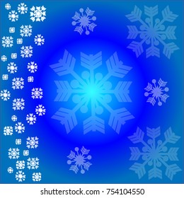 Christmas snowflakes isolated on blue bc.