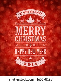 Christmas snowflakes light vector background. Greeting card or invitation. Merry Christmas and Happy new year message, Happy holidays wish. 