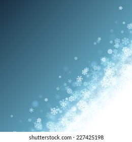 Christmas snowflakes and light vector background. Card or invitation.