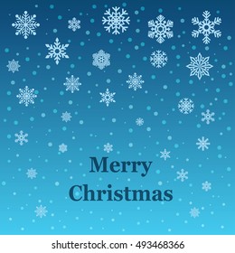 Christmas snowflakes light vector background. Christmas and new year. Vector flat illustration.