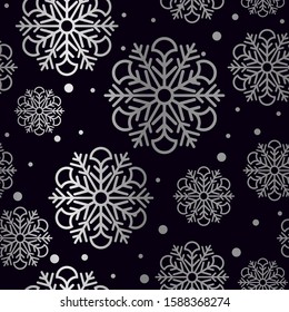 Christmas snowflakes with mermaid scales seamless vector pattern