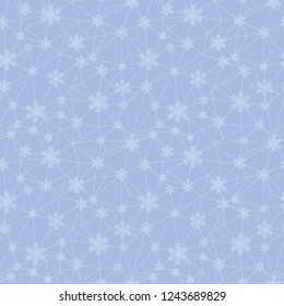 Christmas snowflakes net texture seamless pattern. Great for winter holidays wallpaper, backgrounds, invitations, packaging design projects. Surface pattern design.