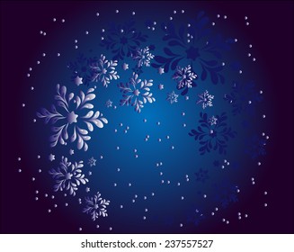Christmas snowflakes in the night. EPS10 vector illustration.