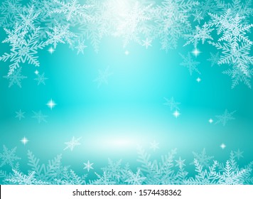 Christmas snowflakes on blue background. Vector illustration.