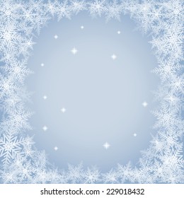 Christmas snowflakes on blue background. Vector illustration.