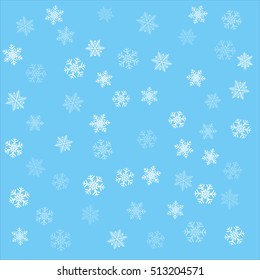 Christmas snowflakes on blue background. Vector.