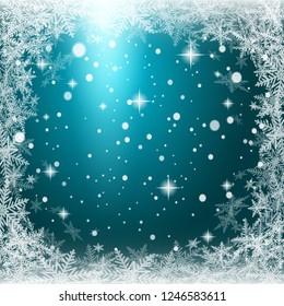 Christmas snowflakes on colorful background. Vector illustration
