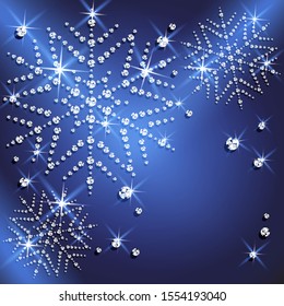 Christmas snowflakes on colorful background. Vector illustration.