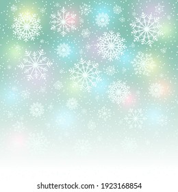 Christmas snowflakes on colorful background. Vector illustration.