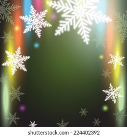 Christmas snowflakes on colorful background. Vector illustration.
